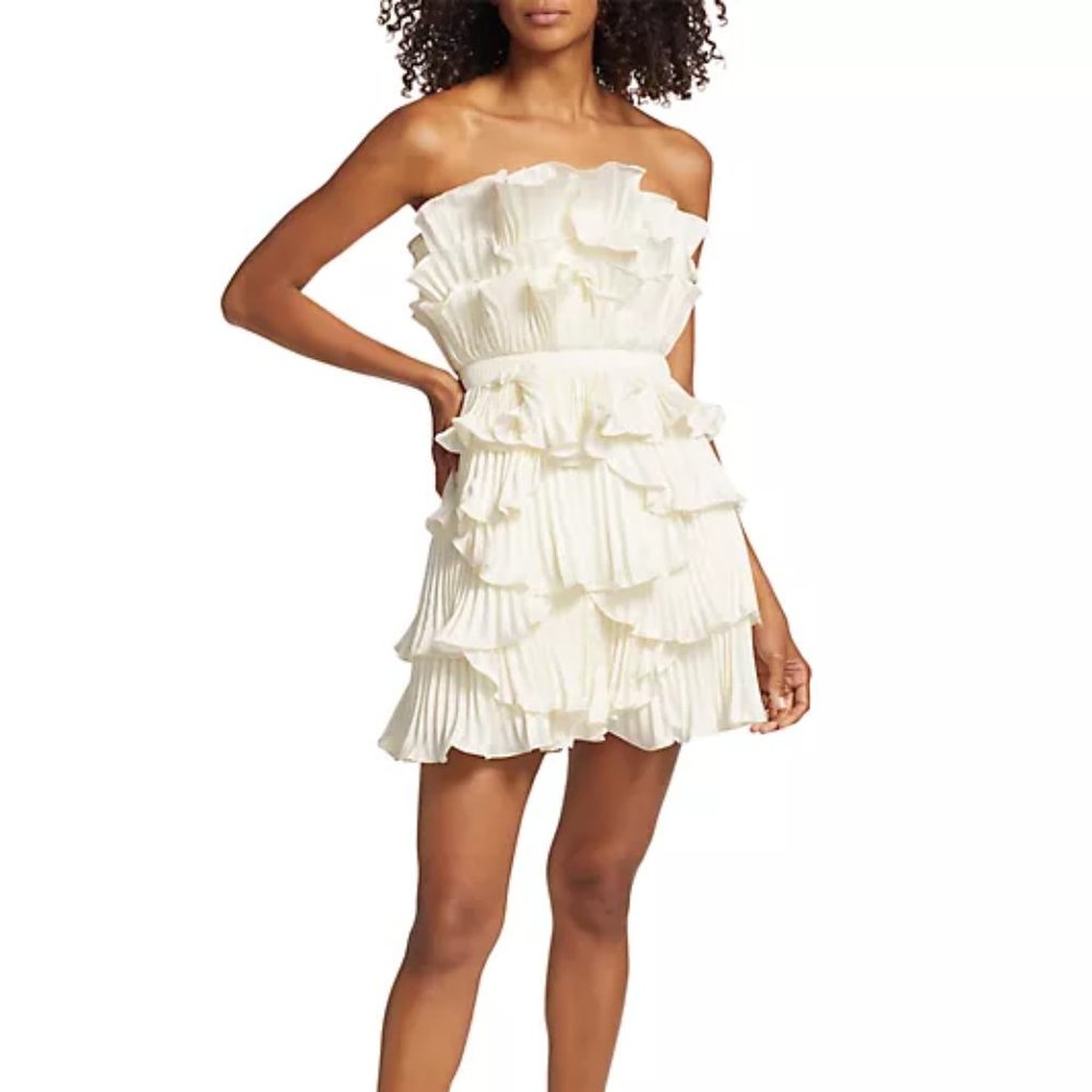 Amur Reed Pleated Shell Strapless Minidress